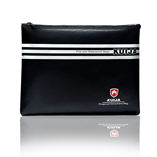 Kuija Fireproof Document Bag 2000°F, 13.4"X9.4" Fireproof Waterproof Document Bag, Fireproof Money Bag，Fireproof Secure Storage Pouch With Zip, Fireproof Bags For Cash And Documents #TOP26