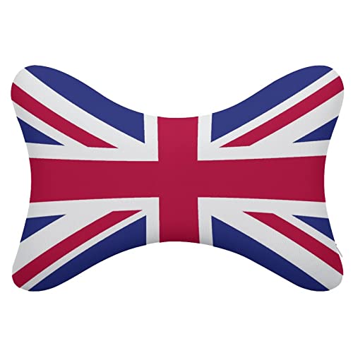2 Pack Car Neck Pillow British Flag Softness Car Headrest Pillow for Driving with Memory Foam Pillow Removable