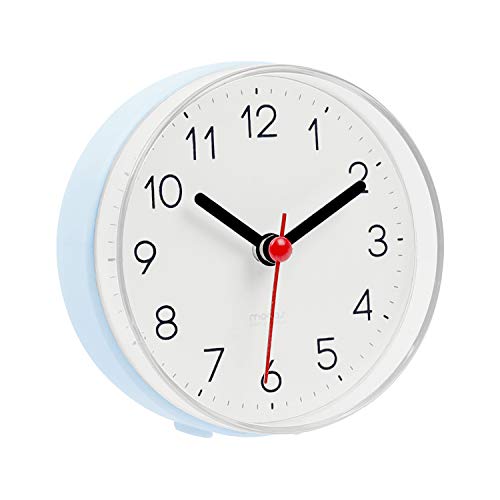 mooas 2WAY Silent Waterproof Bathroom Clock, Shower Clock, Wall Clock (Blue)