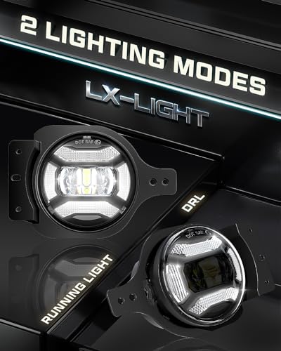 Image of LX-LIGHT 60W Extremly Bright LED Foglights with DRL Compatible with Jeep Wrangler JL Sport Rubicon Steel Front Bumper 2018-2023, EMC Built In