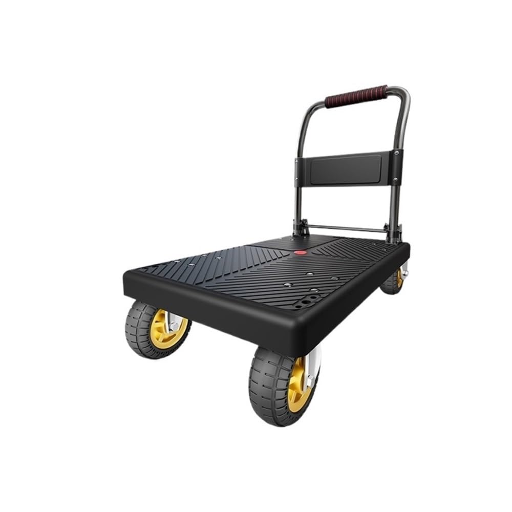 Handcart Platform Hand Truck With 5" Casters Utility Push Carts For Industrial And Commercial(Black)