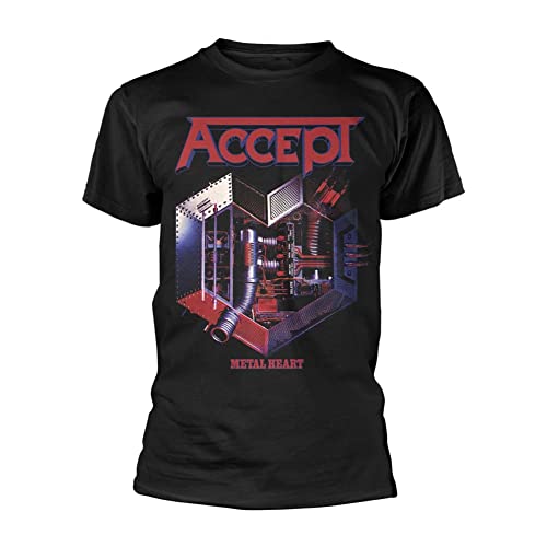 T-Shirt Accept Metal Heart XXL Noir vêtement de musique manches courtes