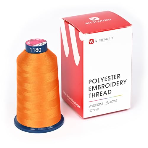 Image of Poolin Polyester Machine Embroidery Thread 4000M 40WT Golden Orange 1180 | Smooth Feeding with Stable Tension for Clean, Consistent Stitching on Home and Commercial Embroidery Machines