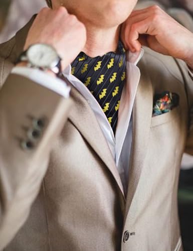 Image of Barry.Wang Ascot Ties Cravat Tie Men Paisley Plaid Scarf Self Tie Pocket Square Cufflinks Set Wedding Party