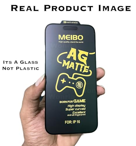 Image of WonRia [1+1 Matte Tempered Glass for iPhone 16 Pro 5G with 3D Camera Lens Protector Glass Edges to Edge Screen Guard Protector [Dynamic island Cut] - (Pack of 2)