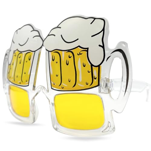 Gafas de Sol en forma de cerveza, gafas de sol sin montura, Gafas diseño cerveza, Gafas para disfraz, Gafas para fiesta, Gafas despedida de soltero/a, Gafas carnaval, Unisex, Blancas