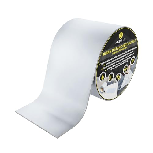 Ruban butyle aluminium autocollant – ruban etancheite pour toiture, gouttière & solin - scotch aluminium étanche anti-fuite - UV/temps extrêmes -...
