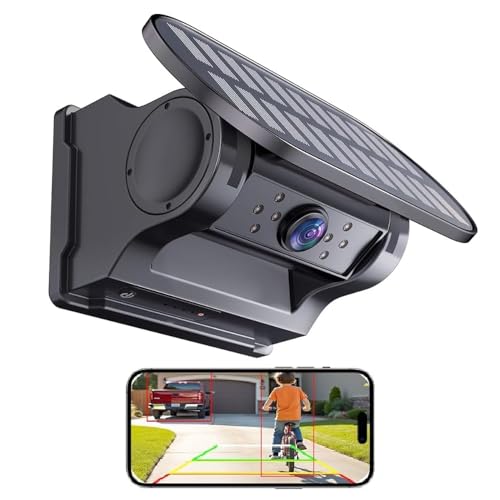 7JI WiFi Magnetic Solar Wireless Backup Camera, Rechargeable 1080P Rear View Camera for Truck RV Trailer Car, DVR Recording Night Vision, IP68 Waterproof, Easy Installation