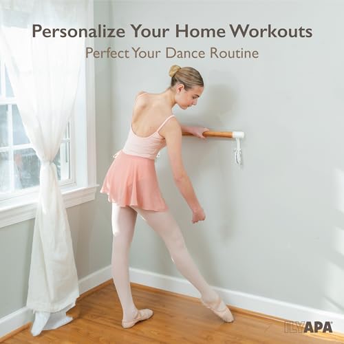image for Ilyapa Ballet Barre for Home - 3 Ft Wood Adjustable Wall Mount Ballet 