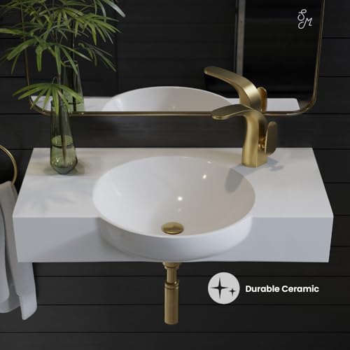 Swiss Madison Chateau 30\" Wall-Mounted Sink Center Basin with Right Side Faucet Mount in Glossy White