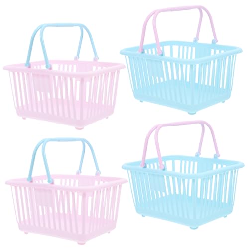 Housoutil 4st Mini-varukorgar Med Handtag Stapelbar Och Hållbar Organisatör För Skrivbord Kontorskök Barnrum Idealisk För Pappersvaror Leksaker Frukt Och Snacks