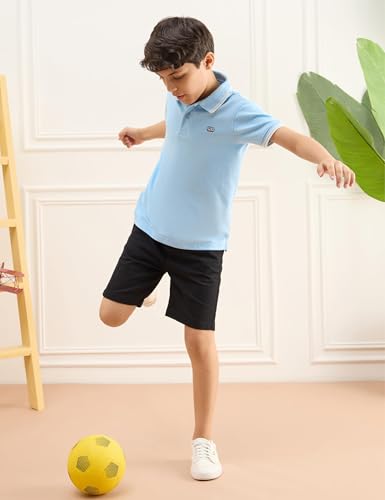 Image of Amazon Brand - Symbol Boys Cotton Rich Striped Polo Tshirt | Collar Tshirts | Half Sleeves | Regular Fit
