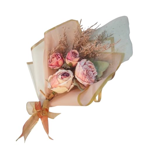 Dried Flower Bouquets, Preserved Roses with Decorative Wrapping, Home Decor (Style 4-Pink)-image-21