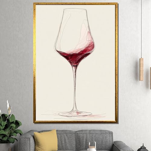 Toile verre à vin rouge décoration murale salon moderne 70x110