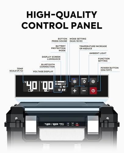 ICECO APL55 Dual Zone Portable Refrigerator Freezer Bluetooth Controlled, 55 Liter 12v refrigerator with SECOP Compressor, DC 12/24V, AC 110-240V, for Truck, Car and Home, -4℉~68℉ (Black)