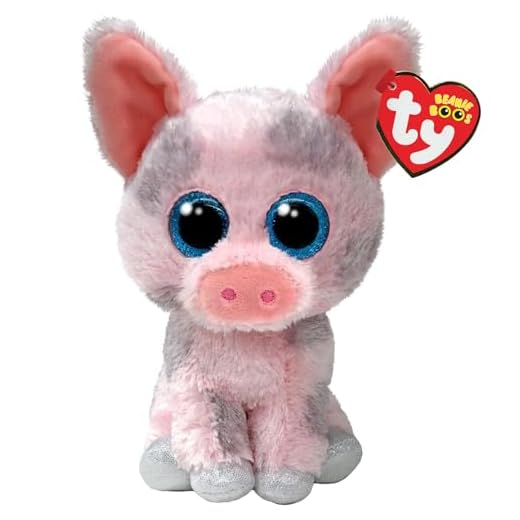 Ty Beanie Boos - Hambo The Cute Pig with Glittery Blue Eyes, The Plush with Big Sparkly Eyes - 15 cm - T37318