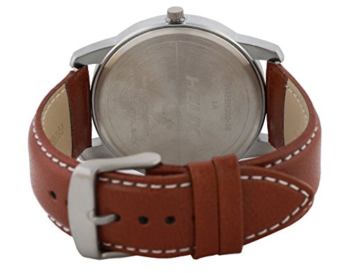 Image of Helix TIMEX Silicone Analog Men's Watch-Tw028Hg00 (Mother of Pearl Dial Brown Colored Strap)