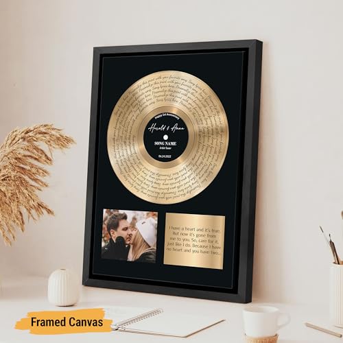 Vicilo Custom Song Lyrics Canvas With Frame, Personalized Music Poster With Photo, Wedding Gift For Him Couples Anniversary thumb #3