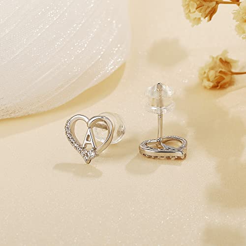 Little Girl Earrings Initial Earrings For Girls, S925 Sterling Silver Post Girls Earrings Hypoallergenic Earrings For Teen Girls White Gold Plated Letter M Initial Stud Earrings For Girls Toddler #TOP6