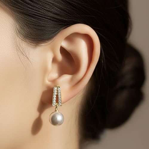 Image of ECLATS Pearl pendant earrings