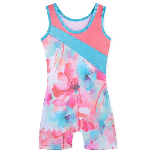 Image of HOZIY Leotards for Girls Gymnastics Kids Children Biketard Snowflake Ribbon Blue Purple Hot Pink Sparkle