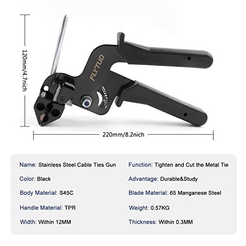 Flytuo Stainless Steel Cable Tie Gun: Metal Zip Tie Tightener - Image 2