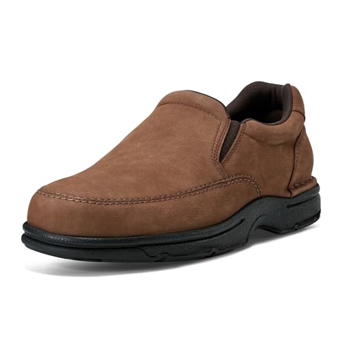 Mocasín de hombre cómodo Rockport Eureka Slip-on marrón oscuro de la talla 45