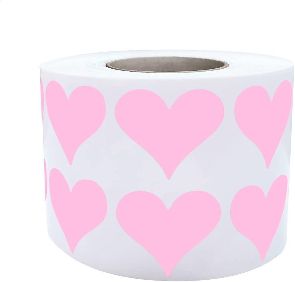 Royal Green Heart Label Stickers 19mm 3/4 inch Rolls in 4 Colors, Gold, Silver, Red and Pink - 4800 Pack