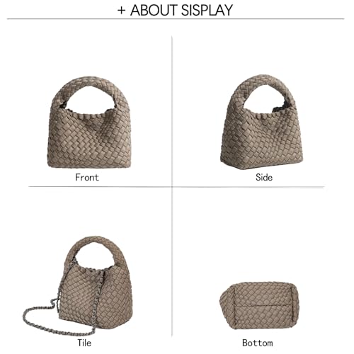 Image of JINMANXUE Fashion Mini Handbag For Women, Woven Tote Bucket Composite Bag Knitting Chain Bags, Crossbody Shoulder Purses (N-Tea brown)