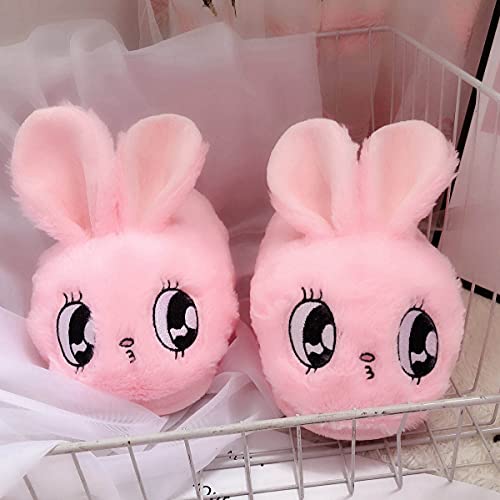 HANDKEI Winter bunny cartoon animal plush slippers men's and women's indoor warm cotton slippers3