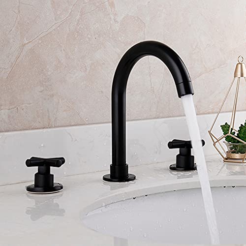 Robinet de baignoire en laiton massif noir mat haut de gamme 3 pièces