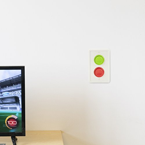 Arcade Light Switch Plate Cover, Single Switch (White/Green,Red) 1-Gang Standard Size Rocker Wall Plate, Game Room Decorator, Kid Bedroom Wallplate, Faceplate Replacement (White/Green/Red)