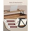 VASAGLE Lift Top Coffee Table, Lift Tabletop Dining Table, Gas Spring, Hidden Compartment, Open Storage Shelf, for Living Room, Home Office, Honey Brown ULCT268KB01S