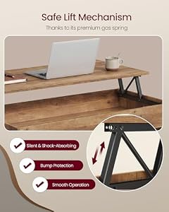 VASAGLE Lift Top Coffee Table with Hidden Storage, Gas Spring — photo 4 of 6