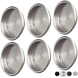 Enconker 6 Pack Closet Door Finger Pull 2-1/8”, Sliding Door Hardware Satin Nickel, Round Insert Byp