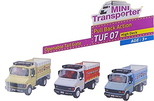 Amisha Gift Gallery Pull Back Action 407 Mini Transporter Truck Toy for Kids with Openable Tail Gate, Toy Cars, Trucks, Car Set, Loading Vehicles (Color May Vary)