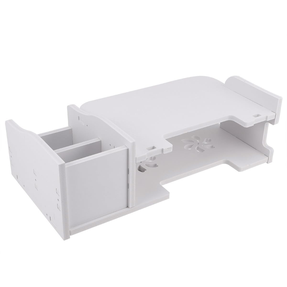 Estante Flotante de Pared Blanco para Caja de Enrutador y Control Remoto Diseño Hueco Inferior, Soporte de Montaje en Pared Adecuado para Sala de Estar u Oficina