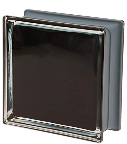 Bloque de Vidrio Metalizado Negro Ondulado , 19 X 19 X 8 Cm