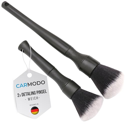 CARMODO Lot de 2 pinceaux de nettoyage pour voiture - Extrêmement doux pour un nettoyage en douceur - Intérieur et extérieur - Lot de 2 pinceaux de nettoyage pour voiture