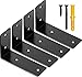 GLORHA 4 Pcs Support Droit en forme de L, 125 x 80 x 45mm Petite Equerre de Fixation pour Réparation et Fixation du Bois, du Plastique et du Métal