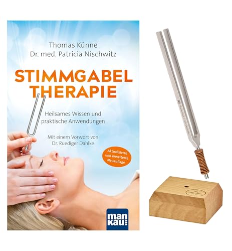 Sonic Energy Therapie Stimmgabel Bundle – Erde/Om 136,10 Hz / Cis3 – Für Meditation, Klangheilung, Entspannung – Inkl. Buch und Holzständer (TTF-E+BOOK)