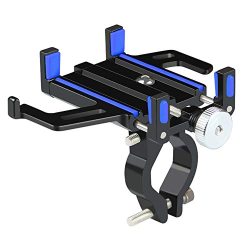 Aluminium Universal Fahrrad Handy Halter MTB Mountainbike Motorrad Lenker Clip Stand für 3,5" bis 7,5" Smartphones GPS blau