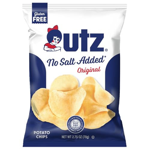 Utz No Salt Added Potato Chips – 2.75 oz Bags (14 Count) – Classic Crunch with Simple, Fresh Potato Flavor – Snack Pack for Lunches, Road Trips, and Everyday Snacking