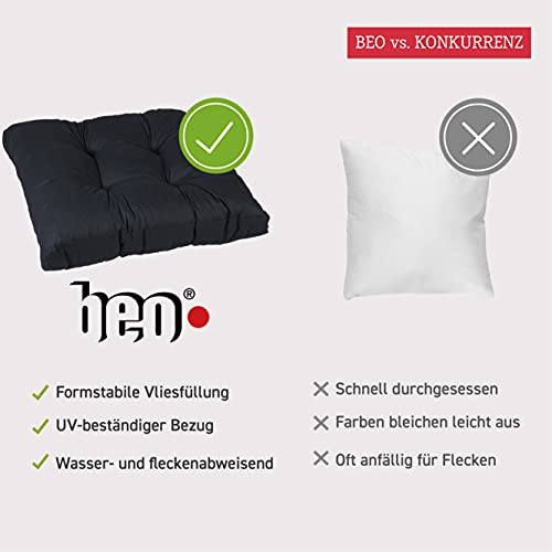 Beo 2x Sitzkissen 60x60 cm wasserabweisend für Lounge Gartenmöbel | Made in EU Lounge-Kissen Grau | Stuhlkissen mit… – Bild 6