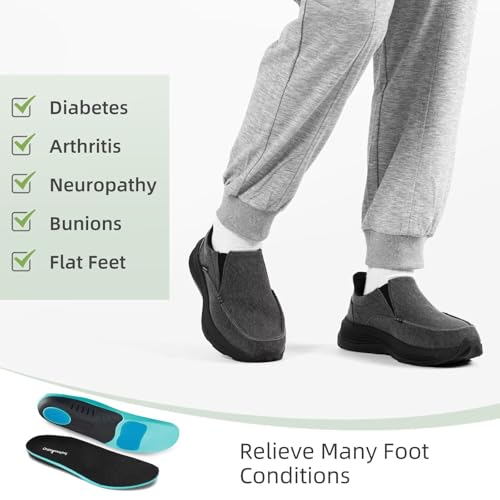 Men's Orthopedic Slip On Loafers with Arch Support: Comfortable Plantar Fasciitis Orthotic Shoes for Plantar Fasciitis, Canvas Thick Sole Walking Shoes for Foot and Heel Pain Relief4