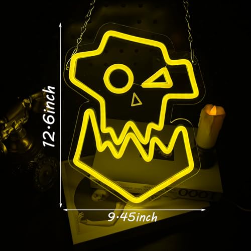 Image of War-Ork LED Neon Sign - Waaaaagh Gaming Room Decor for Men, USB Powered Yellow Skin Orc Neon Light for Bedroom Man Cave Wall Decoration, 17x13 Inch