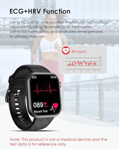 2025 Smartwatch EKG+HRV/ΒΙυtzυcker/BMI/Harnsäure/Herren Damen, 1.97'' AMOLED Gesundheitsuhr mit Telefonfunktion, SOS-Notruf, 24H Herzfrequenz/SPO2/Blutdruck Schlafmonitor Fitnessuhr für Android iOS – Bild 3