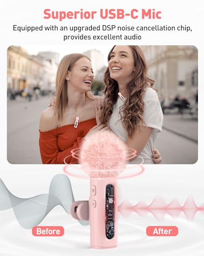 Image of USB C Lavalier Microphone Wireless Mini Mic for Type-C Android Phone /Tablet /PC Video Recording Clip-on Mics with Rotatable Clip&Denoise Recording, Ideal for Vlog Tiktok Youtube Content Creator, Pink