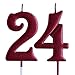 Red 24th Birthday Candle, Number 24 Years Old Candles Cake Topper, Woman Or Man Party Decorations, Supplies