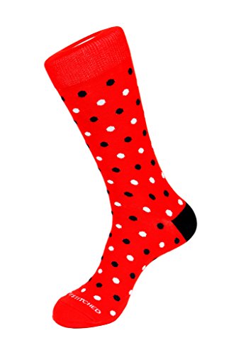Simple Polka DotCrew Sock Fits Size 8 to 13 Red Multi